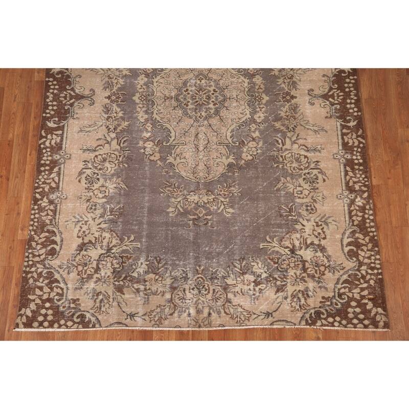 Distressed Sparta Turkish Vintage Area Rug Handmade Wool Carpet - 6'2"x 9'5"