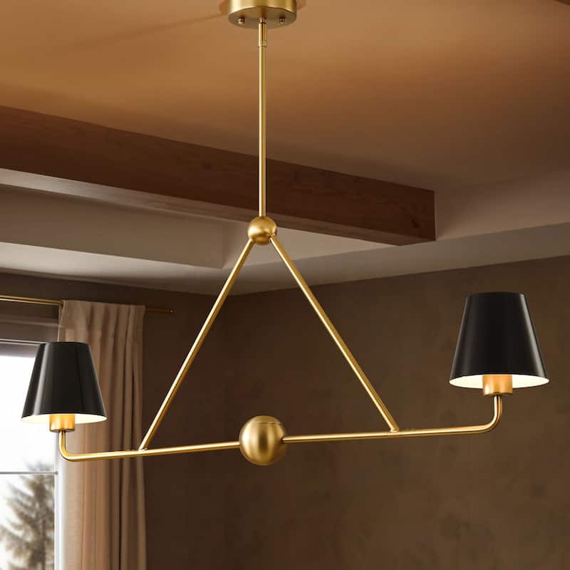 2/6-Light Industrial Vintage Gold and Black Sputnik Cone Large Chandelier for Dining Room - 2-Light