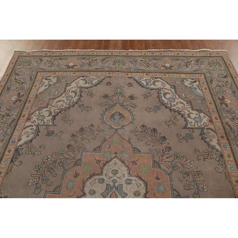 Over-Dyed Tabriz Persian Vintage Area Rug Handmade Wool Carpet - 7'2"x 10'6"
