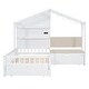 preview thumbnail 13 of 16, Twin Size House Bed with Upholstered Sofa Charging Station Wireless Charging Shelves and Two Drawers, Gray