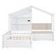 preview thumbnail 4 of 7, Twin Size House Bed with Upholstered Sofa Charging Station Wireless Charging Shelves and Two Drawers, White