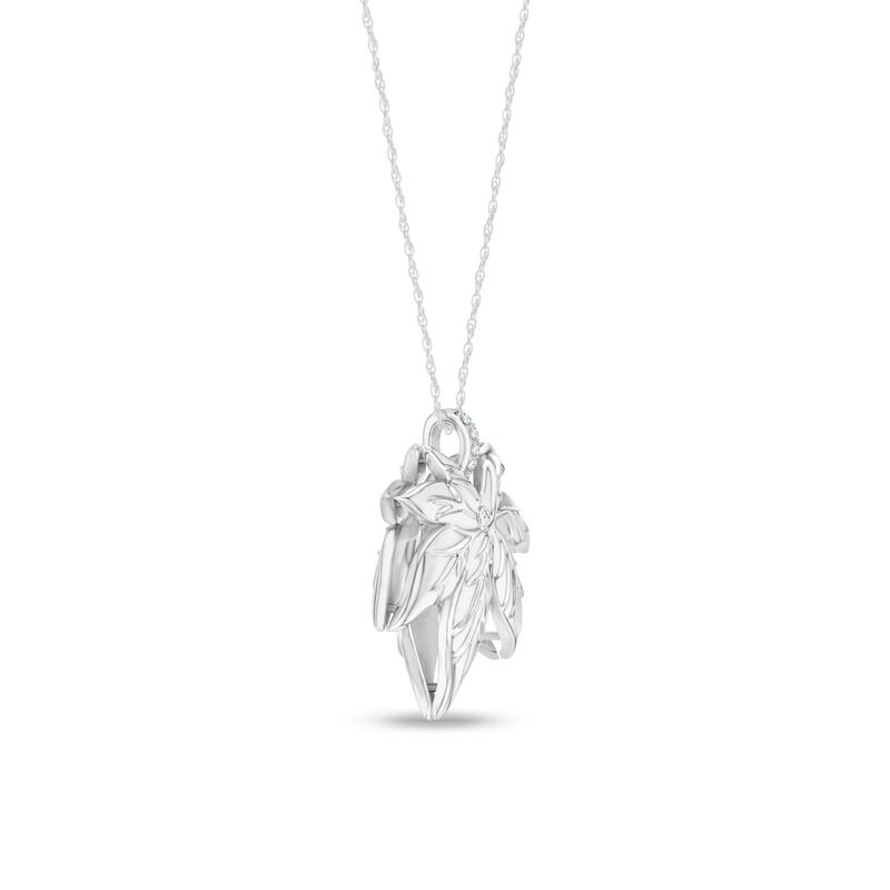 1/20ct TDW Diamond Maple Leaf Pendant Necklace in Silver for Women - White