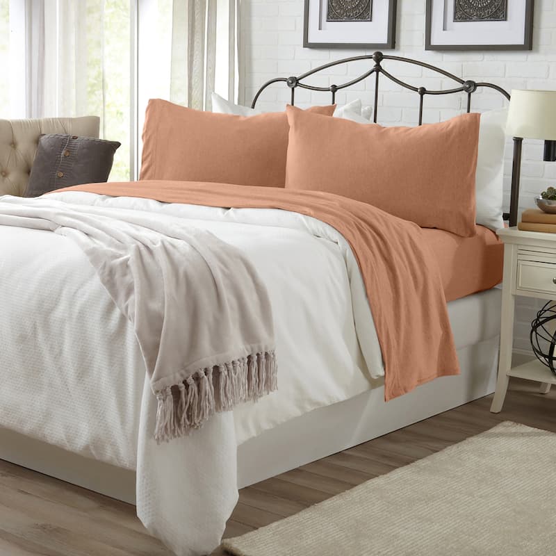 Linery & Co. Heathered Melange Cotton Jersey Knit Sheet Set