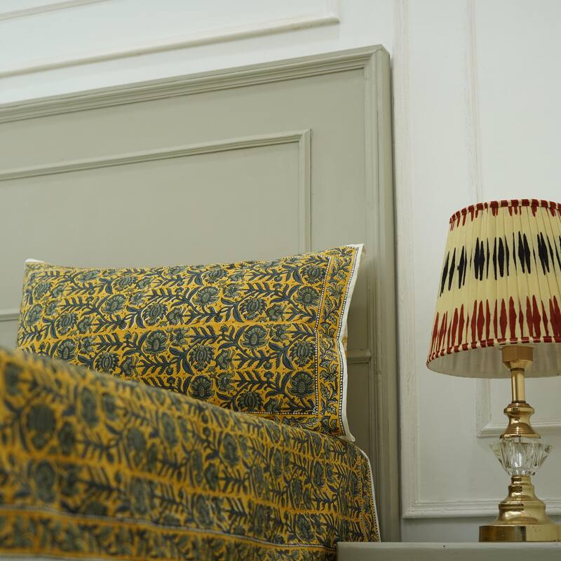 Fabdivine Handmade Block Print Flat Sheet or Bed Sheet Cotton Fabric Floral Home Decor