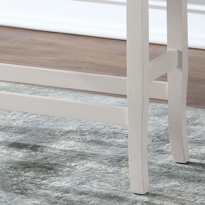 Hanto Farmhouse Off-White Wood Counter Bench by Furniture of America