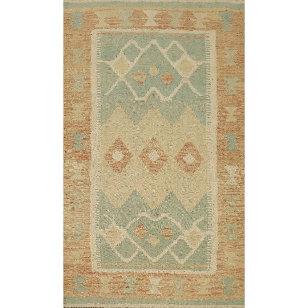 Hand Woven Oriental 100% Wool Carpet Southwestern Tribal Multi-Colored Kilim Area Rug - 4' 11'' X 3' 3''