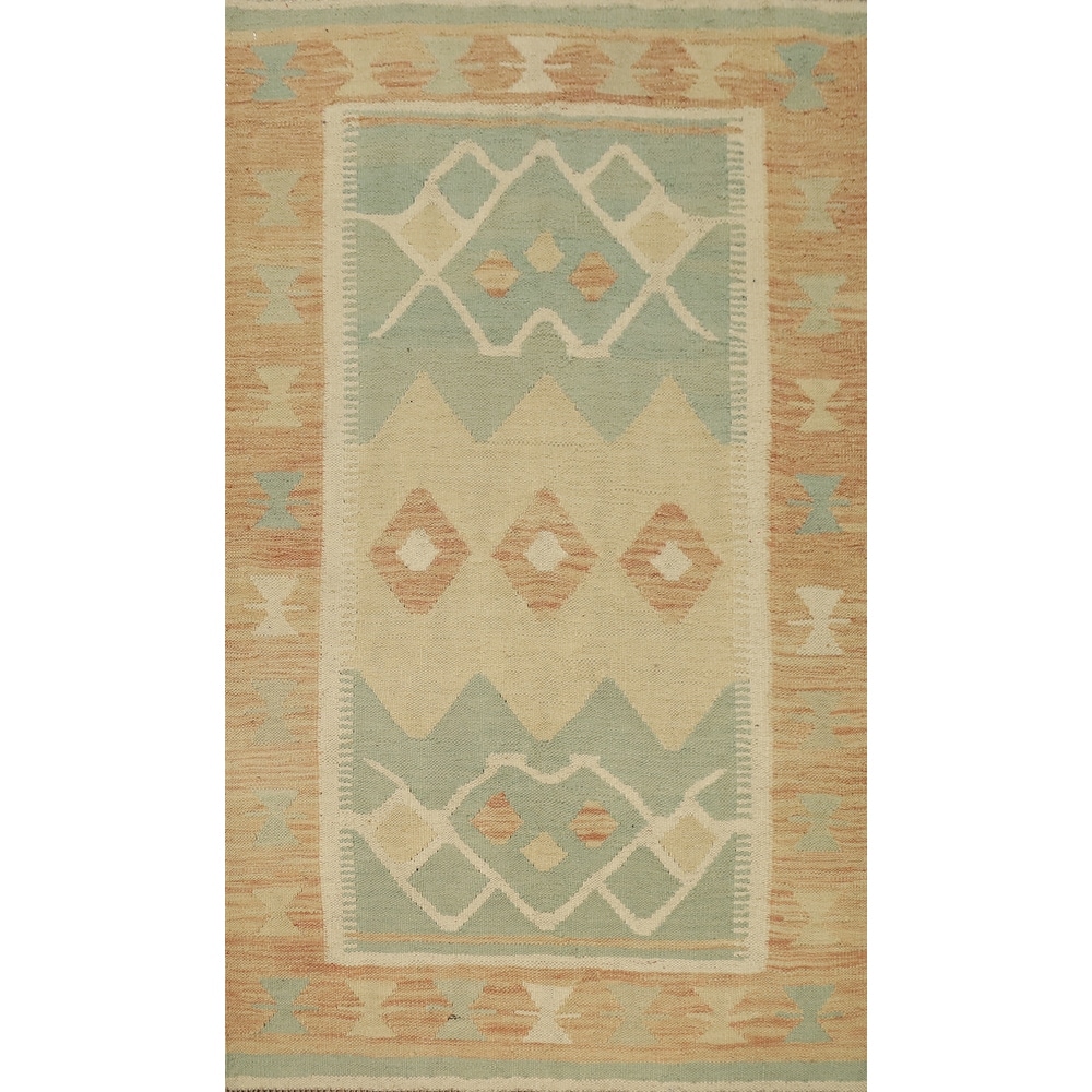 Hand Woven Oriental 100% Wool Carpet Southwestern Tribal Multi-Colored Kilim Area Rug - 4' 11'' X 3' 3''