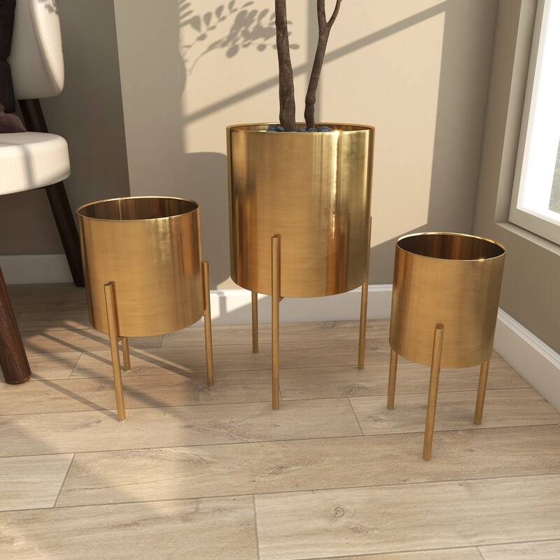 Gold Black White or Silver Iron Glam Contemporary Planter (Set of 3) - S/3 18", 14", 12"H