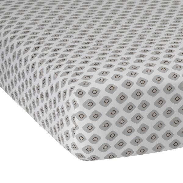 slide 1 of 1, Lambs & Ivy Jett Collection Gray/Brown/White Geometric 100% Cotton Baby Fitted Crib Sheet
