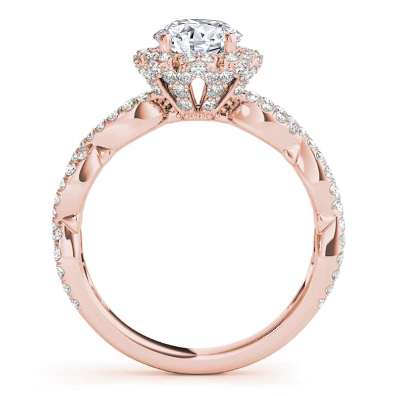Auriya 14k Rose Gold Lab Grown Round Diamond Halo Engagement Ring 0.50 to 5.00 ct. tw. (F-G VS)