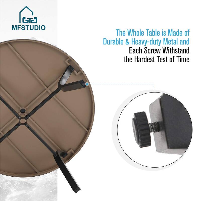 5 Pieces Outdoor Dining Set, 4 Quick Dry Foam Padded Swivel Chairs and 44" Round Metal Wood Grain Table
