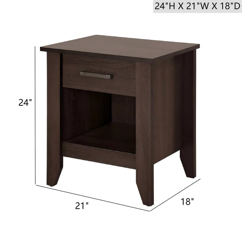 Contemporary Wenge Finish Nightstand with Modern Design