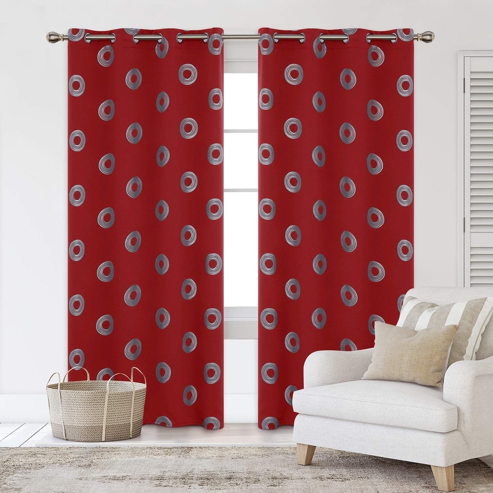 Concentric Circles Pattern Room Darkening Curtain 2 Panels