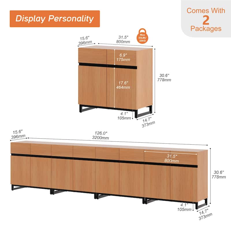 Modern TV Stand for TVs up to 120 inch, 4 in 1 TV Console with Adjustable Shelves, Media Console Table