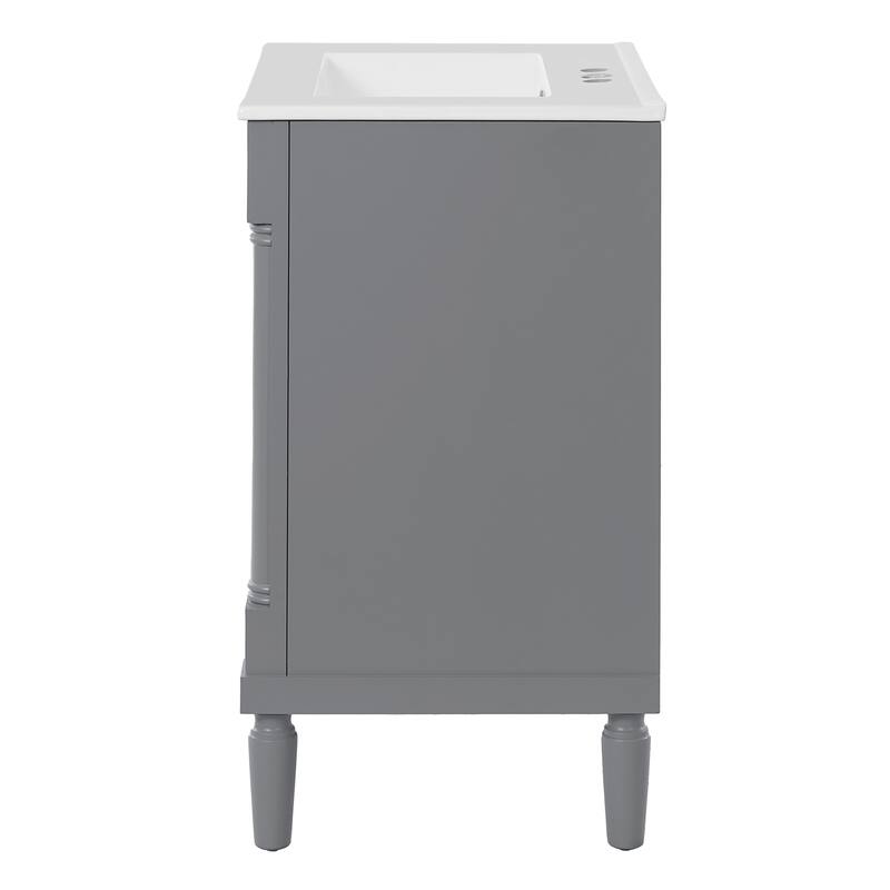 24'' Bathroom Vanity With Top Sink, 2-Tier Modern Bathroom Storage Cabinet, Single Sink Bathroom Vanity, Large Storage Shelves