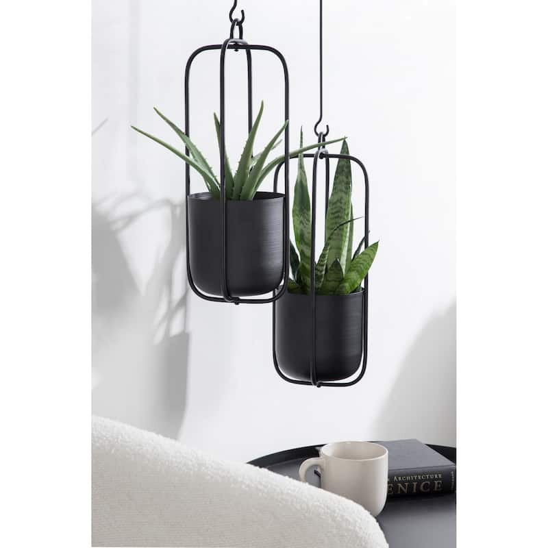 Kate and Laurel Nobrey Metal Hanging Planter Set - 2 Piece
