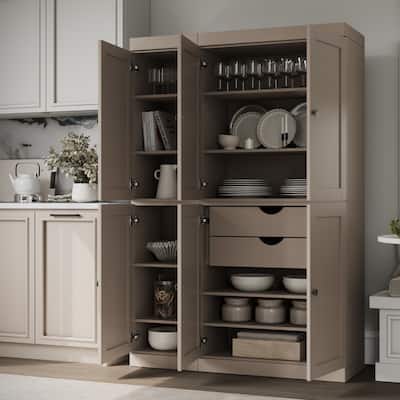 Palace Imports 100% Solid Wood 48.5" Pantry Cabinet with Shaker Doors, 2-Drawers and Adjustable Shelves