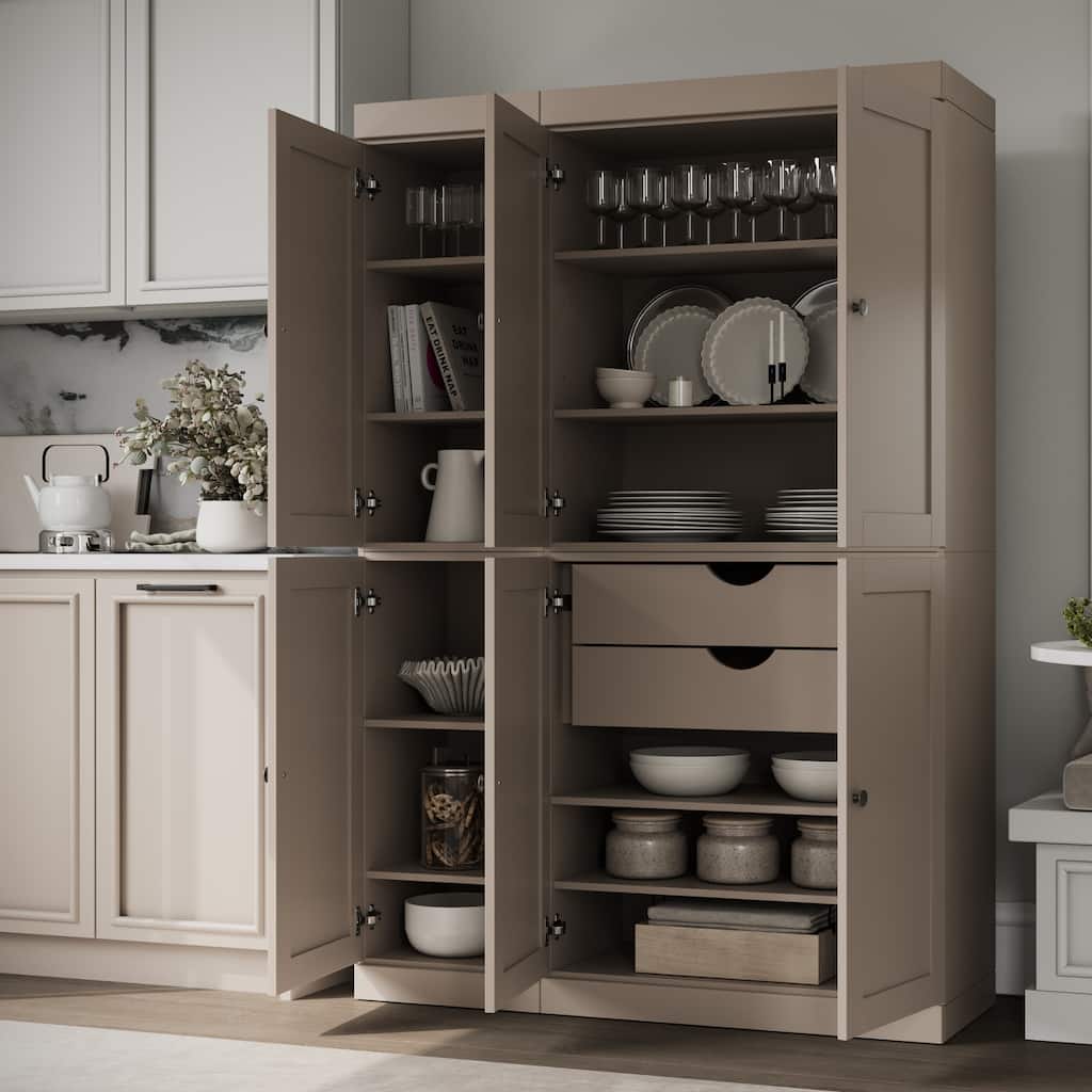 Palace Imports 100% Solid Wood 48.5" Pantry Cabinet with Shaker Doors, 2-Drawers and Adjustable Shelves