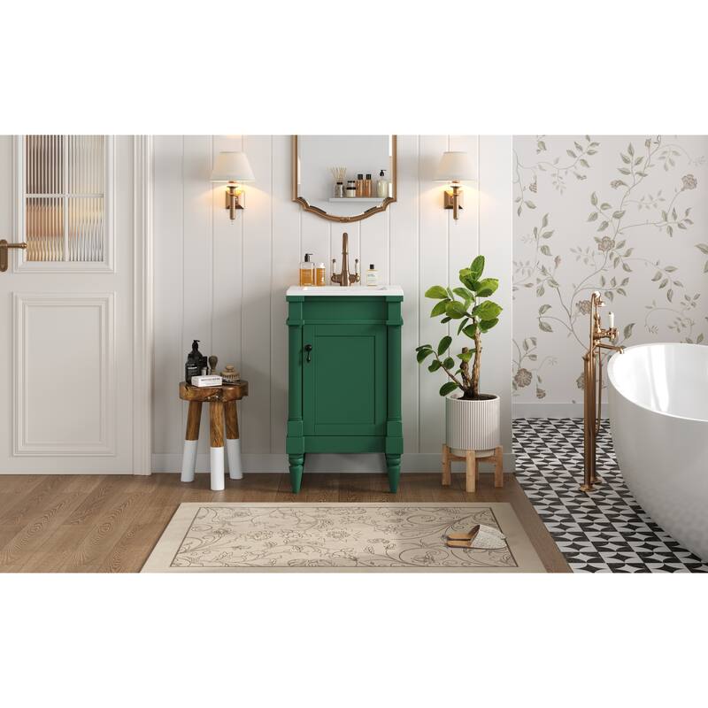 18-Inch Vanity With Sink,Storage Cabinet With Door,Freestanding Cabinet,Single Sink Cabinet With Adjustable Shelf