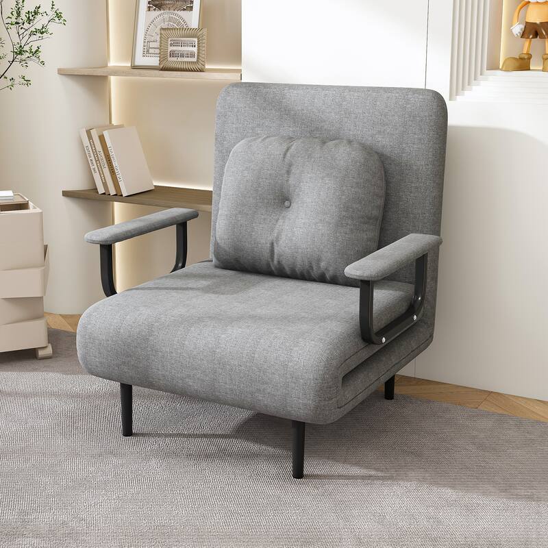 Folding Chair Bed, Convertible Sleeper Sofa 5 in 1 Folding Bed with 5-Position Adjustable Backrest & Pillow, Floor Single Chairs