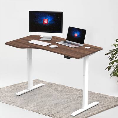 Hi5 L-Shaped Electric Height Adjustable Left Handed standing desk for Home Office Workstation with 4 Color Options