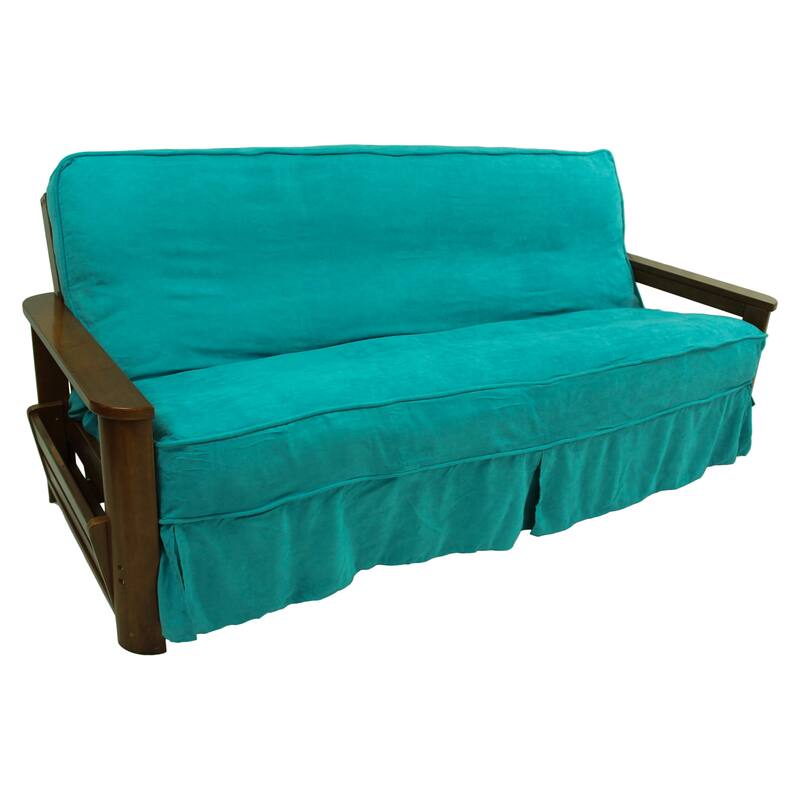 Microsuede Corded Full-Size 8-10 Inch Thick Futon Slip Cover - Full - Aqua Blue