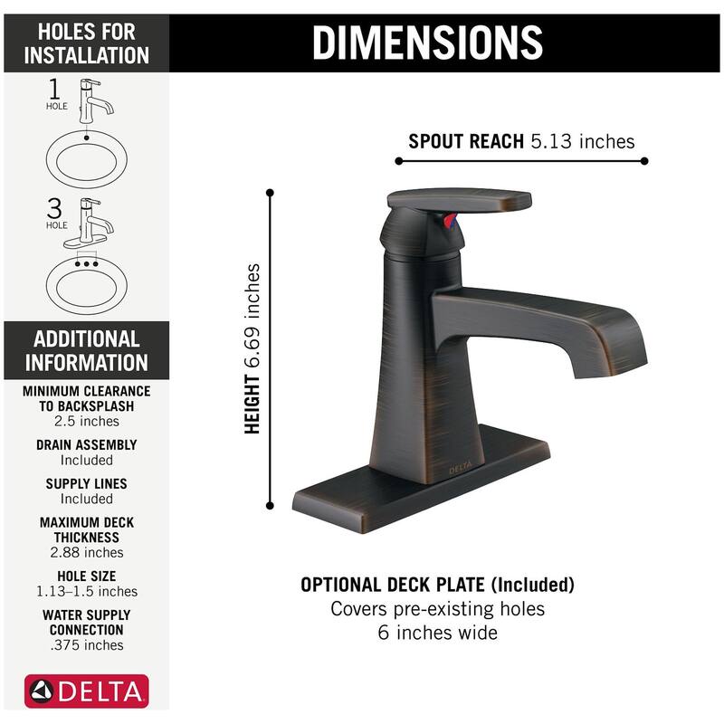Delta Ashlyn 1.2 GPM Single Hole Bathroom Faucet with Pop-Up Drain