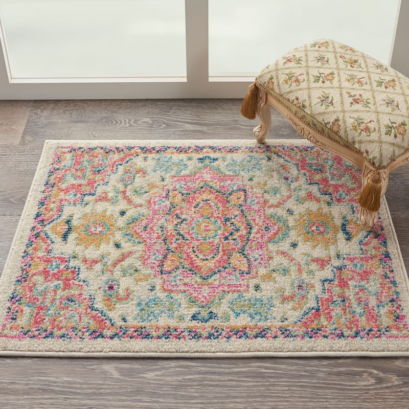 Nourison Cayuga Abstract Medallion Area Rug - 1'10" x 2'10" - Ivory/Pink