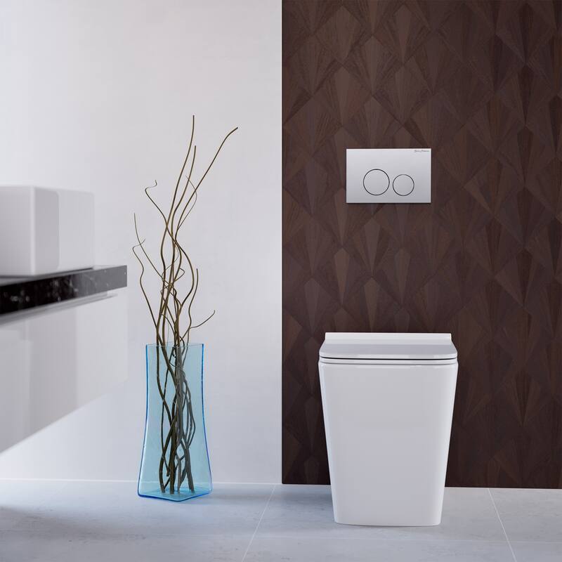 Bastille Back To Wall Concealed Tank Toilet Bowl Bundle In Glossy White - 22.63" x 13.77" 15.94"