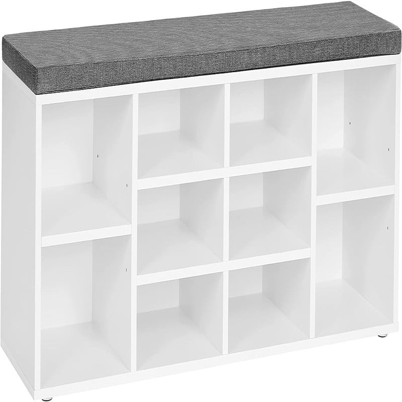 Shoe Bench with Cushion - 11.8"D x 40.9"W x 18.9"H