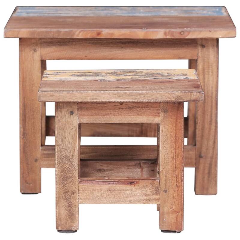vidaXL Nesting Tables 2 pcs Solid Reclaimed Wood - 15.7" x 15.7" x 11.8"