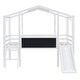 preview thumbnail 5 of 7, White Wooden Loft Bed Frame, Twin Size House Bed Frame with Blackboard, Light Strip on the Roof and Slide, No Box Spring Needed