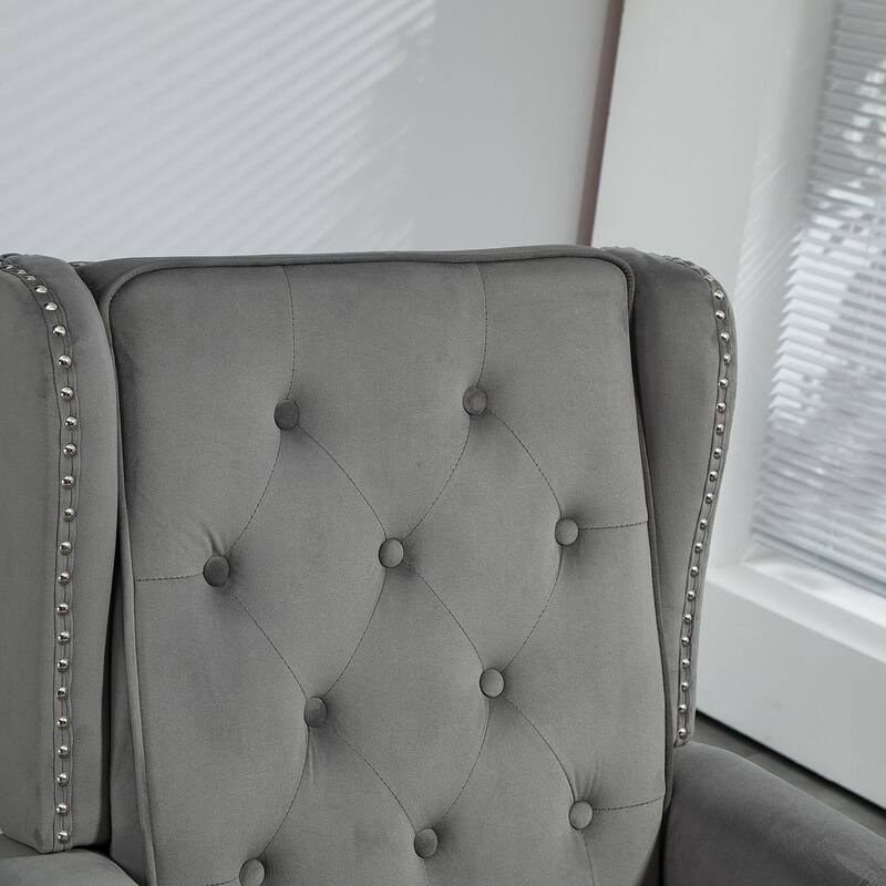 Transitional Wingback Accent Chair Armchair with Sturdy Wood Legs