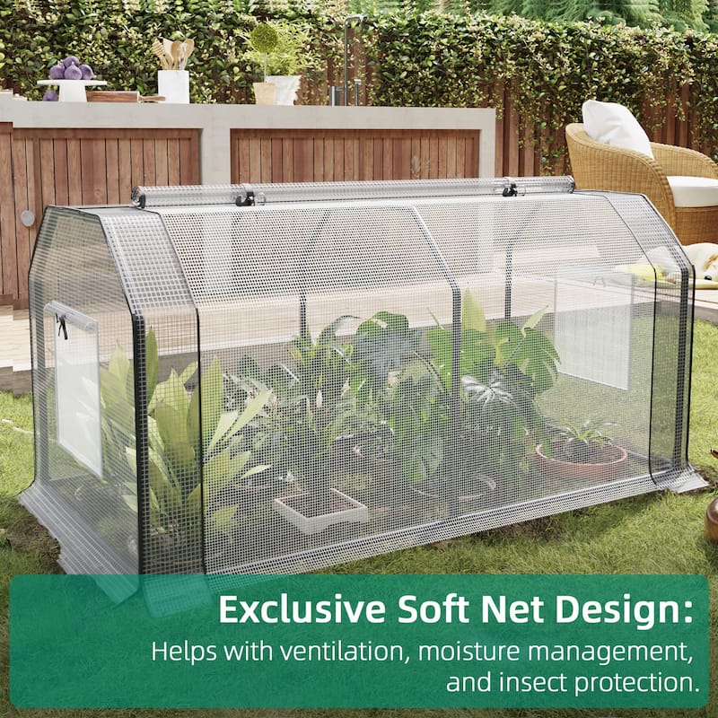 Patio Watcher 48x24x24-inch Portable Mini Greenhouse with PE Cover and Zipper Ventilation Doors for Garden Plants