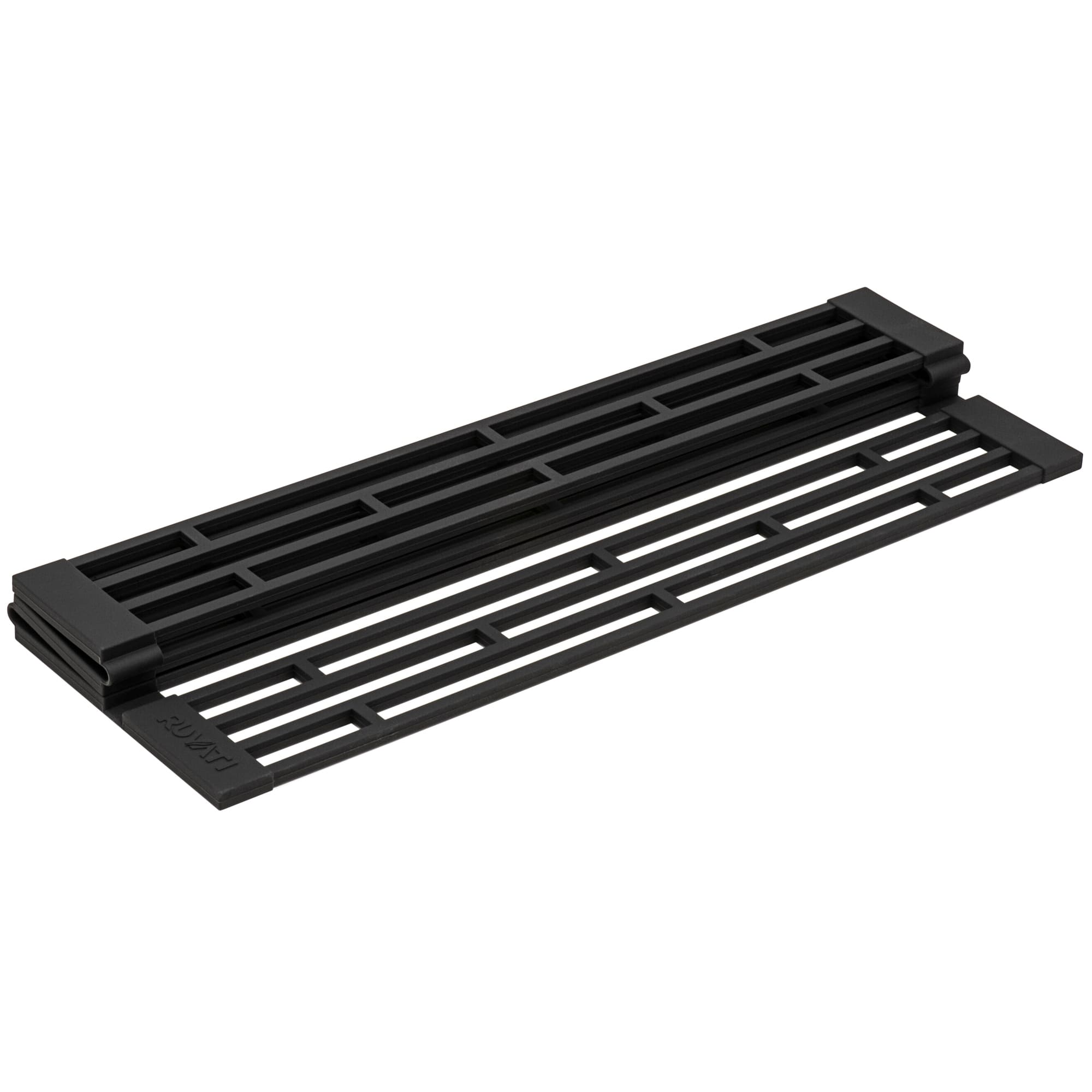 Ruvati Black Silicone Foldable Drying Rack for Workstation Sinks Trivet Window Pane Design