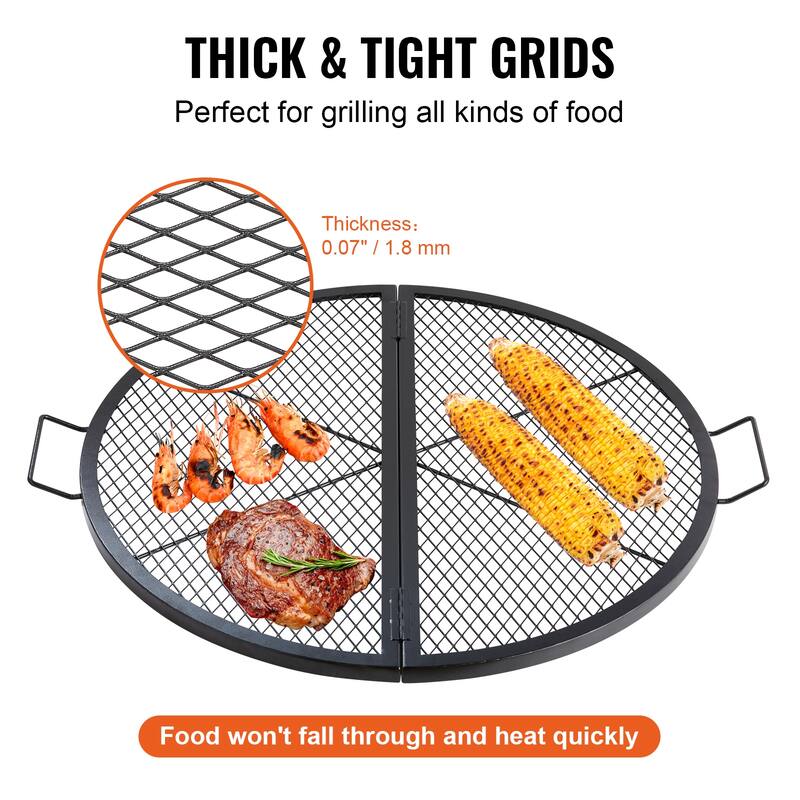 Anmytek Fire Pit Grill Grate Foldable Round Cooking Grate