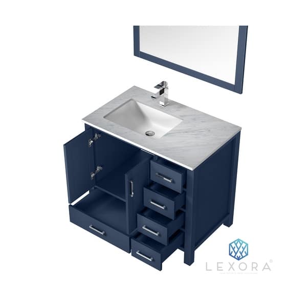 Shop Jacques 36 Single Vanity Top Sink And 34 Mirror Left Version Overstock 31696548