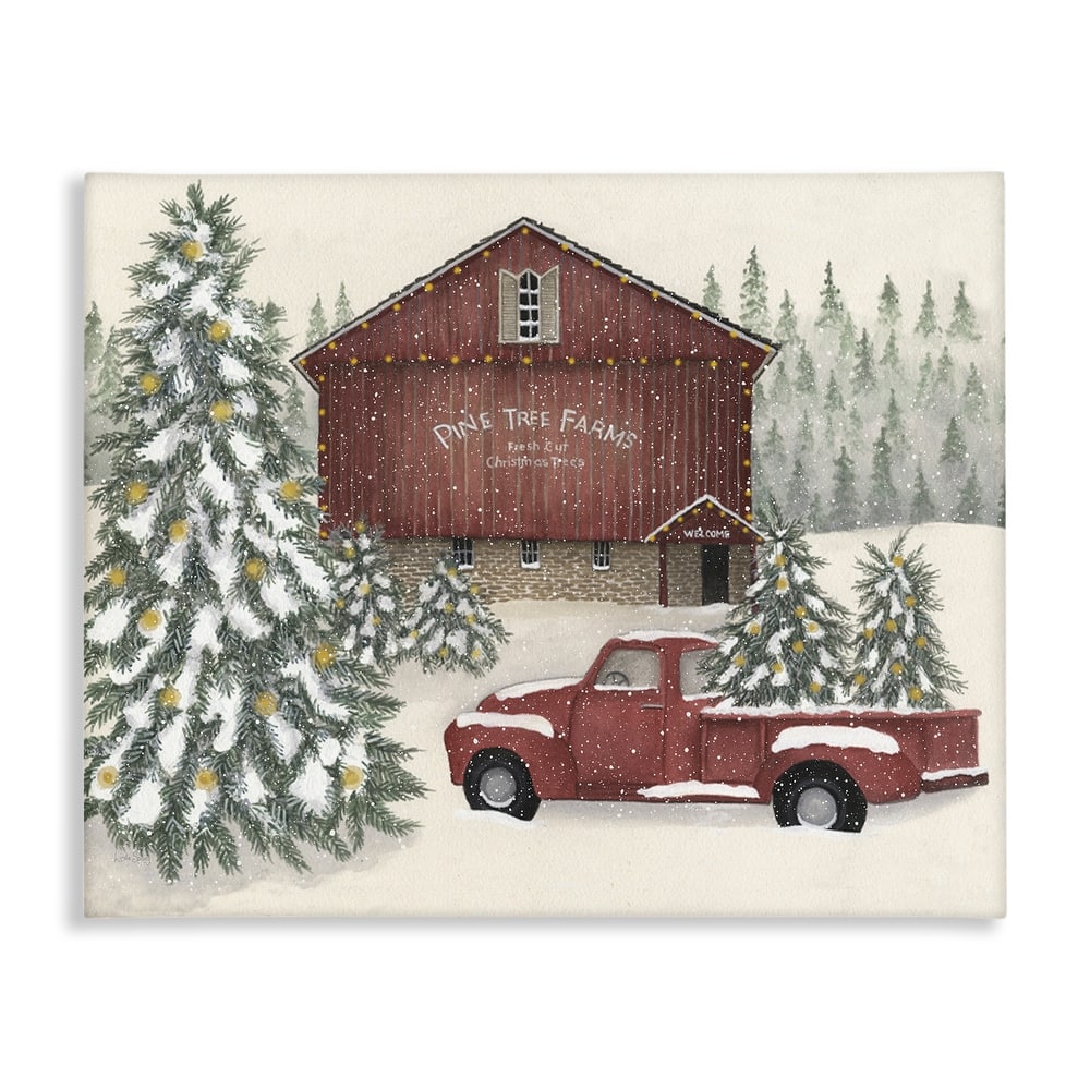 Stupell Winter Pine Tree Farm Canvas Wall Art Design By Linda Spivey