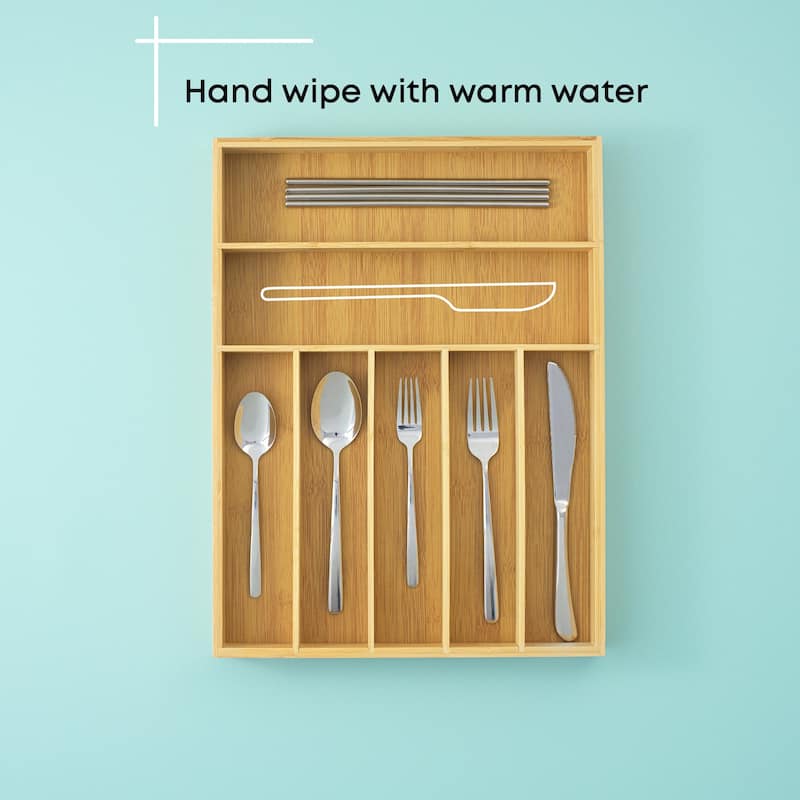 JoyJolt 7 Compartment Bamboo Drawer Organizer
