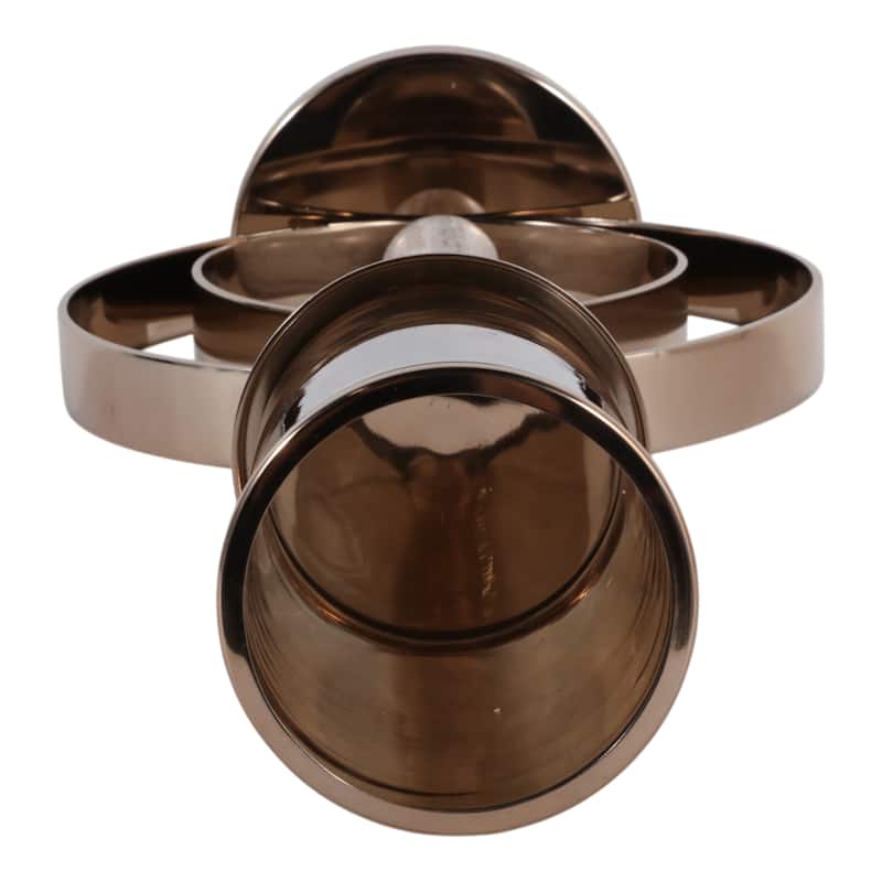 Metal Candle Hurricane Holder Modern Small Sphere Double Ring Base - 11.5" x 7" x 22"