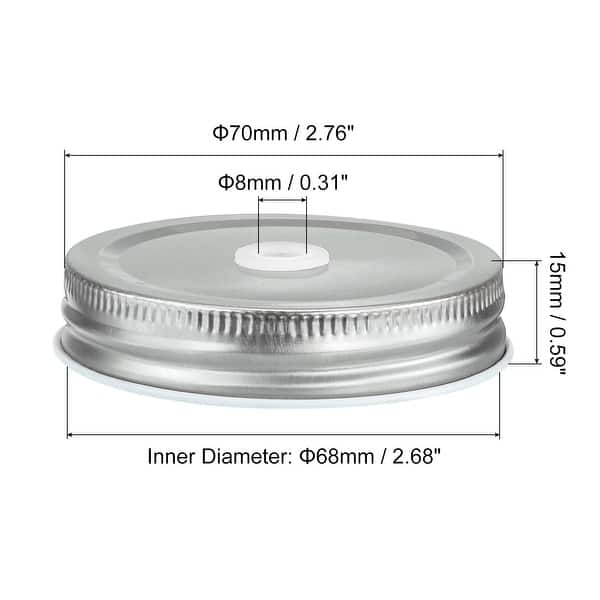 dimension image slide 0 of 4, 30Pcs 70mm Tinplate Mason Jar Lids Regular Mouth with Straw Hole