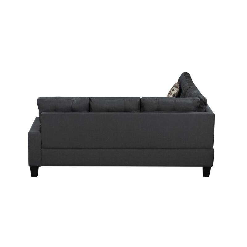 104.5" Gray Upholstered Sofa Set with Comfortable Coin-Spring Cushions, Sturdy Frame, Chaise Lounge, Versatile Storage Ottoman