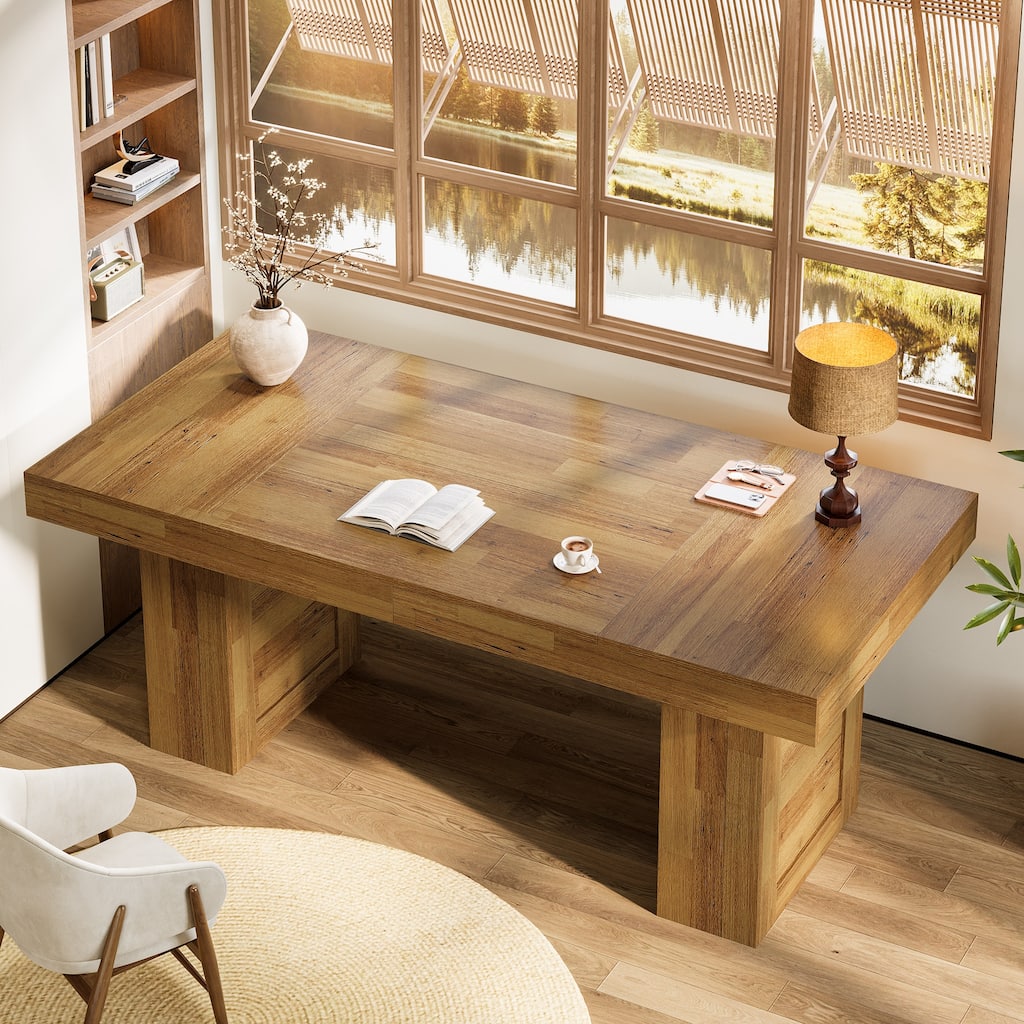 63" Large Executive Computer Desk, Home Office Writing Table, Conference Table Business Workstation for Working, Meeting