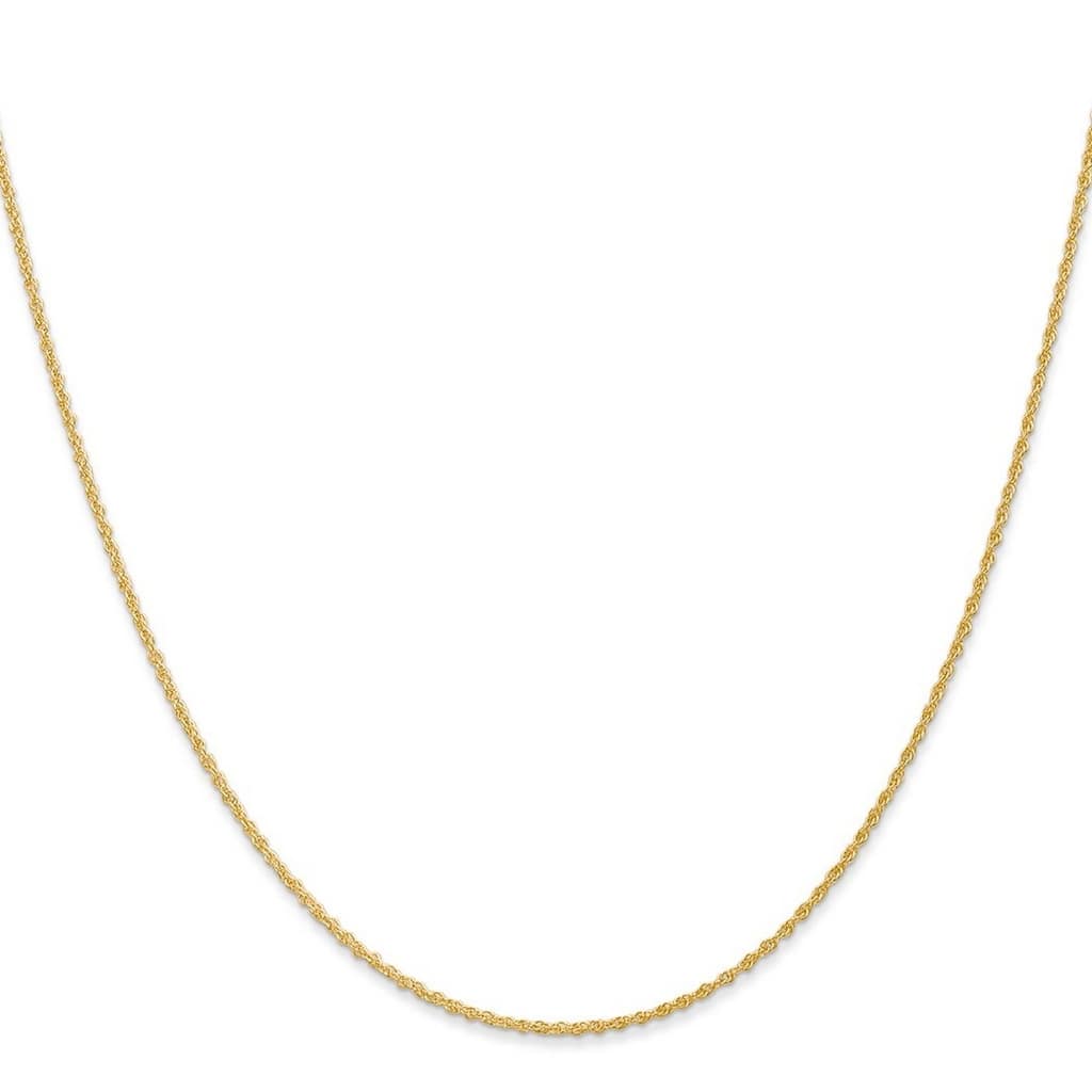 Curata 14k Yellow Gold Solid 1.1mm Baby Rope Chain Necklace Options: 16 18 20 24 30