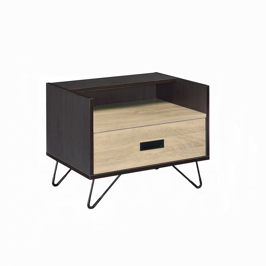 One Drawer Nightstand with Open Compartment