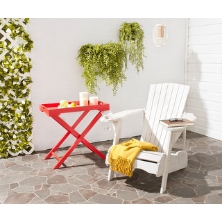 SAFAVIEH Outdoor Living Mopani Adirondack White Acacia Wood Chair - 33.5" W x 37.4" D x 32.7" H