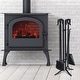 preview thumbnail 8 of 13, 5 Pieces Fireplace Iron Standing Tools Set - base: 8" x 8" x 28" (L x W x H)