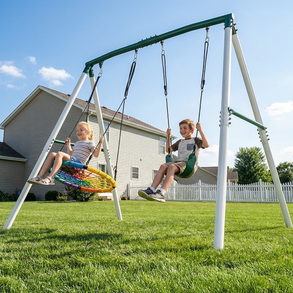 Hapfan 7.5ft 500lbs Heavy Duty Tall Swing Sets for Kids and Adults