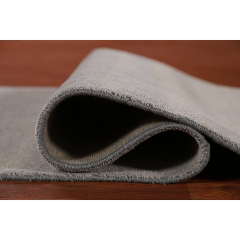 Hand Knotted Oriental 100% Wool Carpet Modern Solid Greys & Charcoal Gabbeh Runner Rug - 10' 1'' X 3' 0''