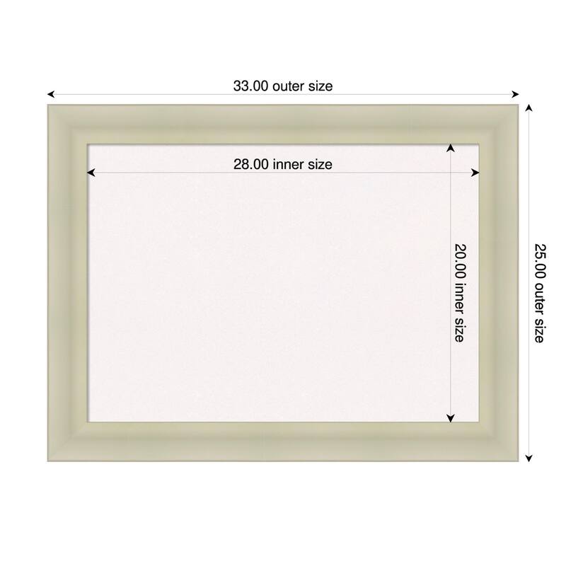Oliver Warm Silver Wood Framed Cork Board - Bulletin Board, Organization Board, Pin Board - White - 33 x 25 in